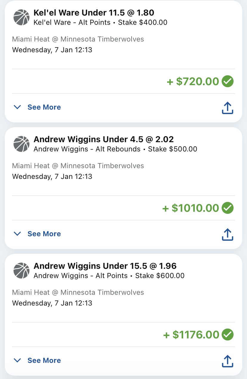 NBA winning slip — Player Props